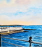Jubilee Pool Penzance Cornwall Original Watercolour and Ink Painting - Image 6