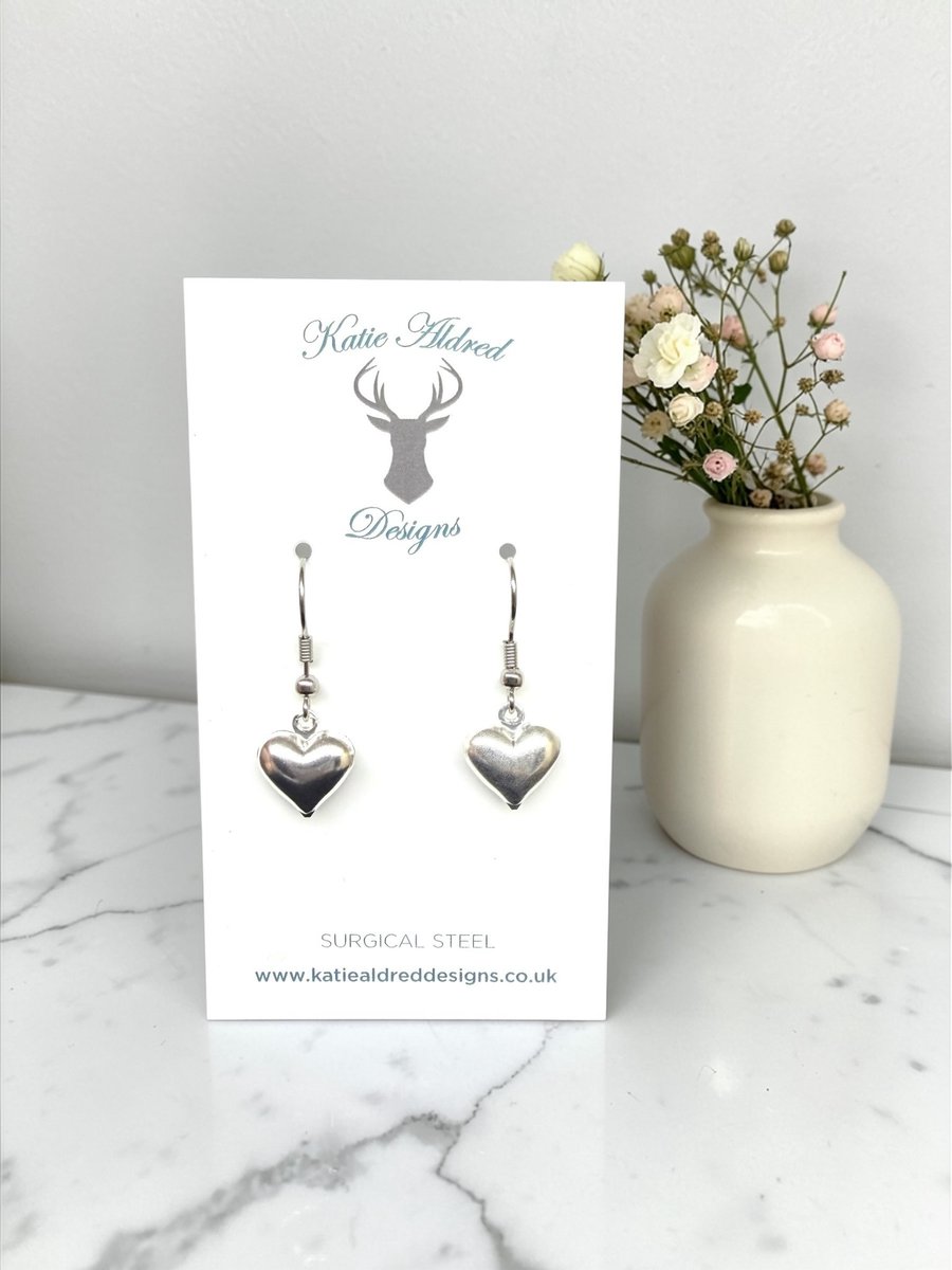 Charm Earrings - Medium Silver Heart