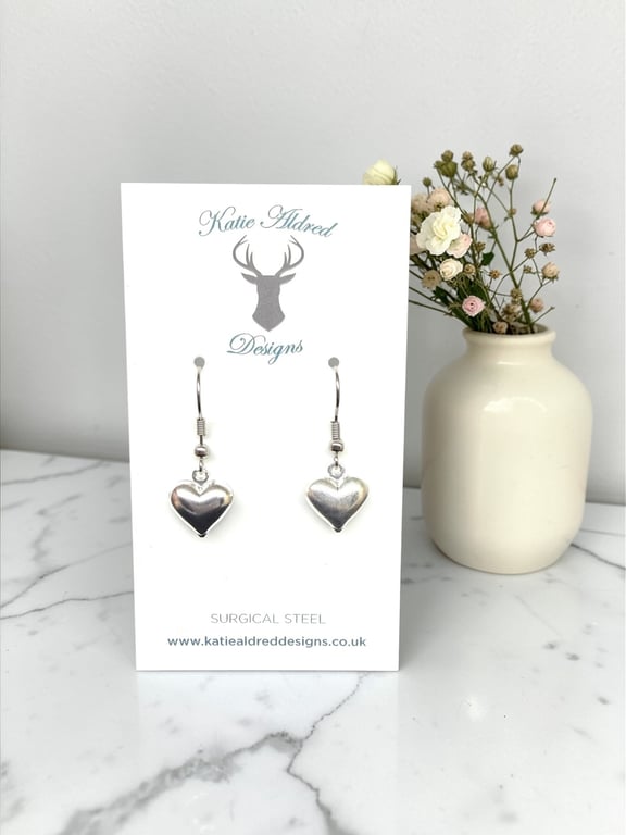 Charm Earrings - Medium Silver Heart