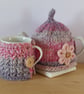 Knitted Tea Cosy and Crocheted Mug Cosy Set - Image 1
