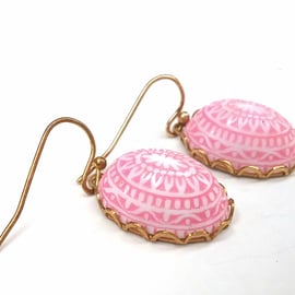 Vintage Pink Cabochon Earrings.......