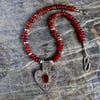 Turkoman silver and carnelian pendant necklace - ethnic jewellery
