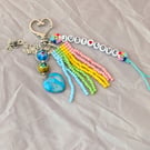 'Just Love' Bag charm, Keyring, Unique gift, recycled jewellery heart