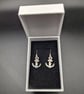 Antique Silver Toned Anchor Drop Earrings - Image 2