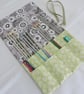 Knitting Needle Crochet Hook Roll  Green Yellow White - Image 2