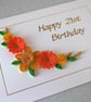 Quilled 21st  birthday card, can be for any age - Image 1