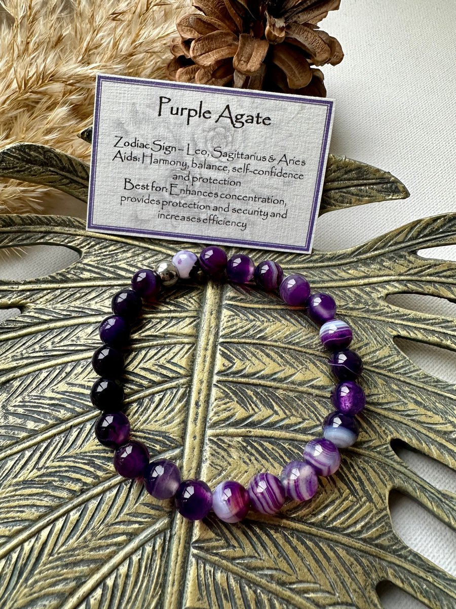Purple Agate - Elasticated Bracelet 