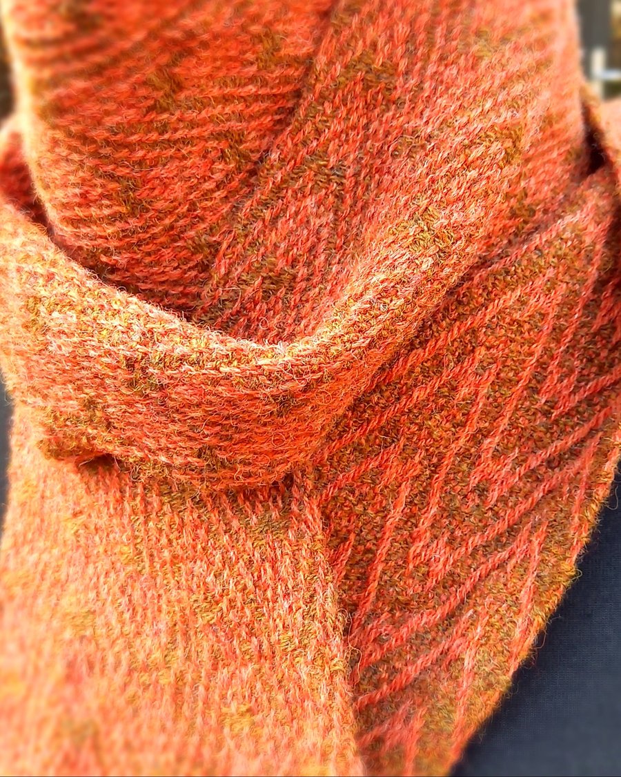 Burnt Orange ZigZag Handwoven Scarf