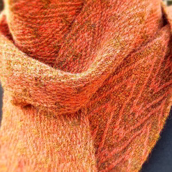 Burnt Orange ZigZag Handwoven Scarf