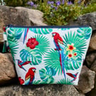 Make up bag in tropical parrot print