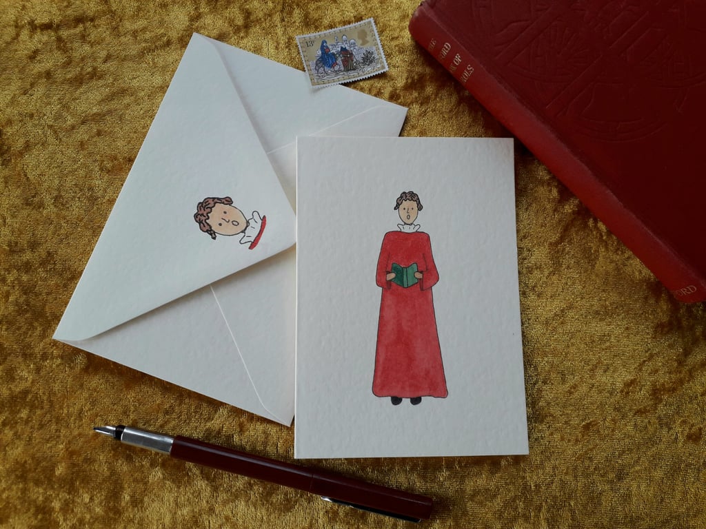 Christmas card with original choir boy design