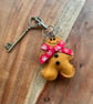 Red snowflake ribbon felt gingerbread man keyring