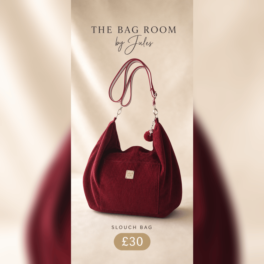 Burgundy Corduroy Slouch Bag