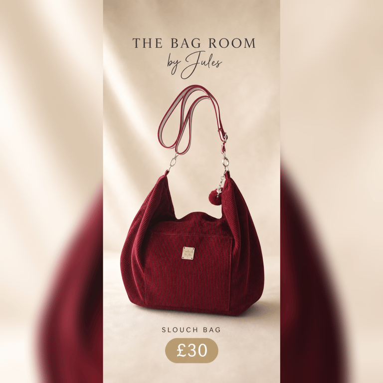 Slouchy Bag in Burgundy Corduroy