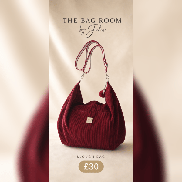 Burgundy Corduroy Slouch Bag