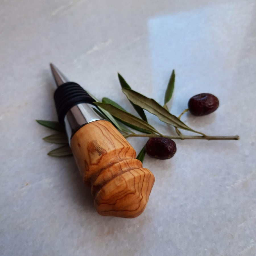 Handmade Woodturned Olive Wood Bottle Stopper