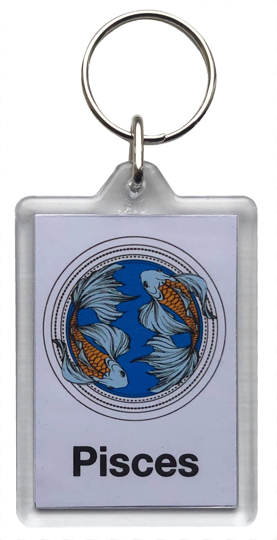Pisces Key Ring with 50x35mm Insert- The Two Fishes (19th February - 20th March)