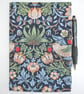 Book Cover A5 Notebook With Pen Holder William Morris Strawberry Thief Bird Blue - Image 5