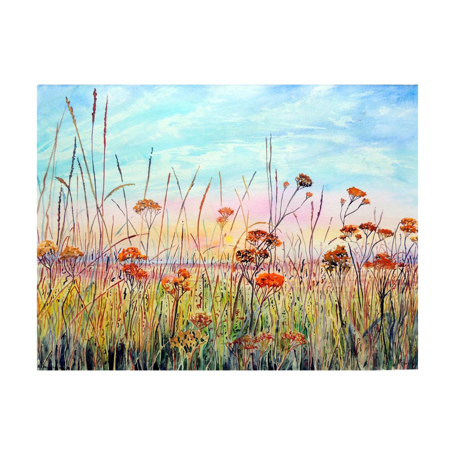 Landscape Art Greeting Card or Notecard Fen Impressionist Oil Painting Card