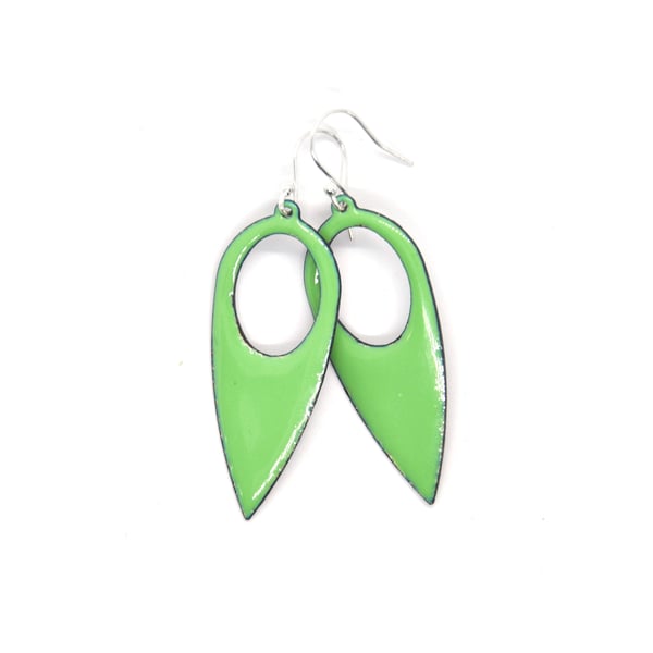 Green enamel statement earrings