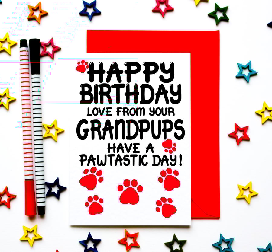 Birthday Card From Grandpups, Dogs For Grandparent, Nan, Grandad, Gran, Papa