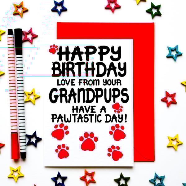 Birthday Card From Grandpups, Dogs For Grandparent, Nan, Grandad, Gran, Papa