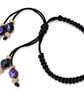 Black macrame Purple Agate and gold beaded ties bracelet one size - Image 3