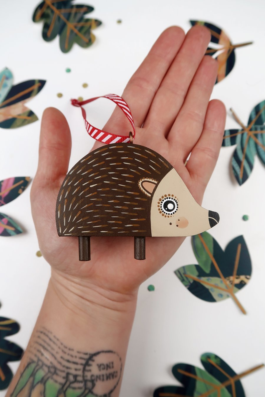 Hedgehog Christmas tree hanging decoration, cute animal stocking fillers.