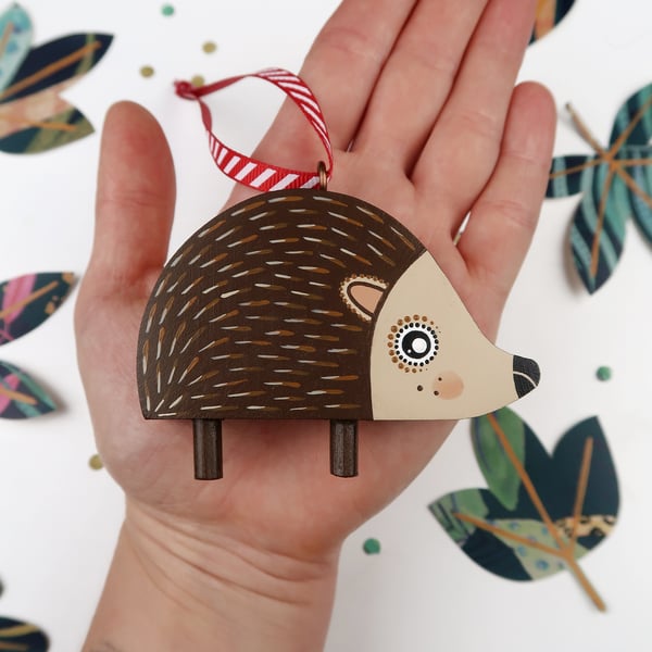 Hedgehog Christmas tree hanging decoration, cute animal stocking fillers.