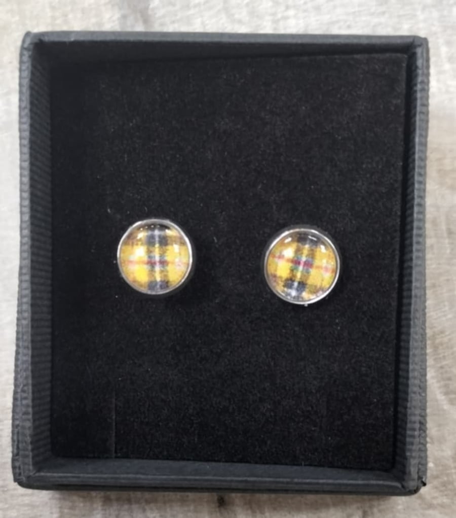 Cornish tartan stud earrings