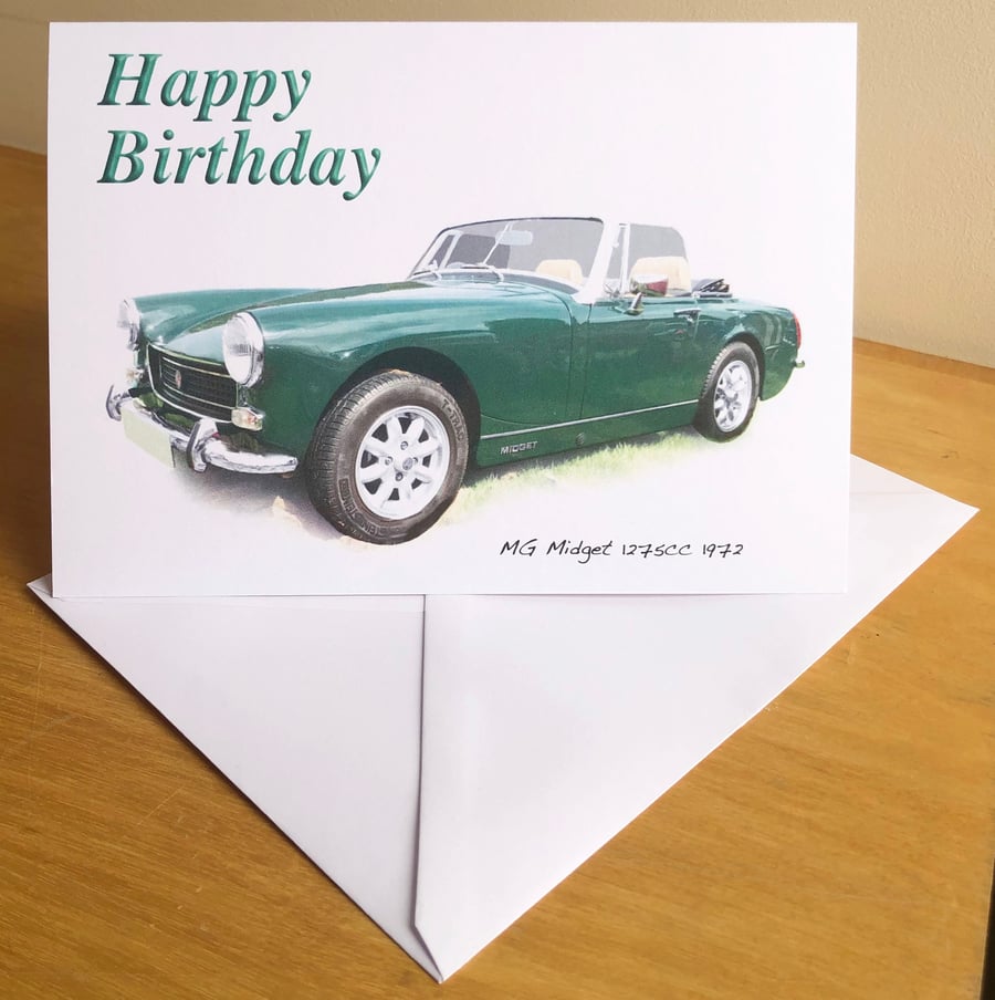 MG Midget 1275cc 1972 - Birthday, Anniversary, Retirement or Plain Card
