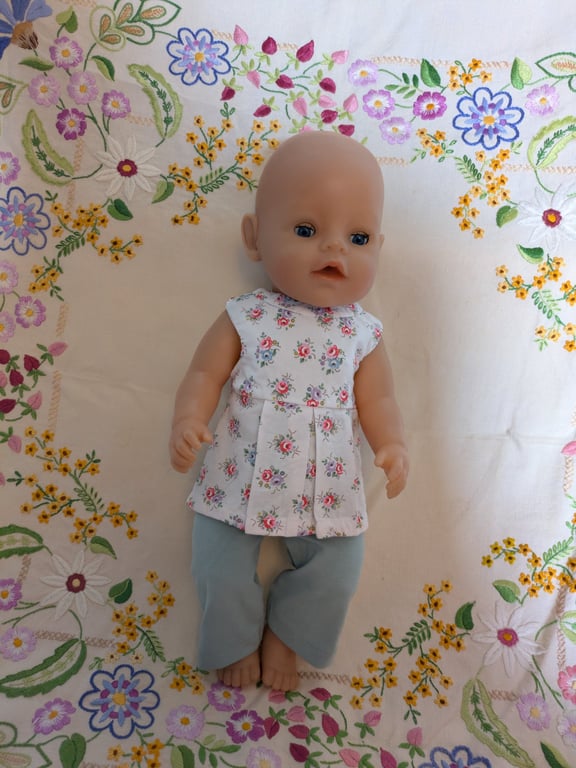 Vintage Flowers Baby Born Outfit, Blouse and leggings 