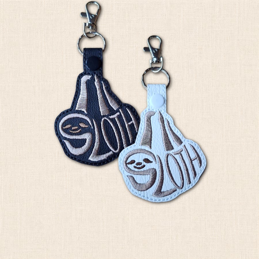 Sloth Keyring - Animal Silhouette Word Art Accessory