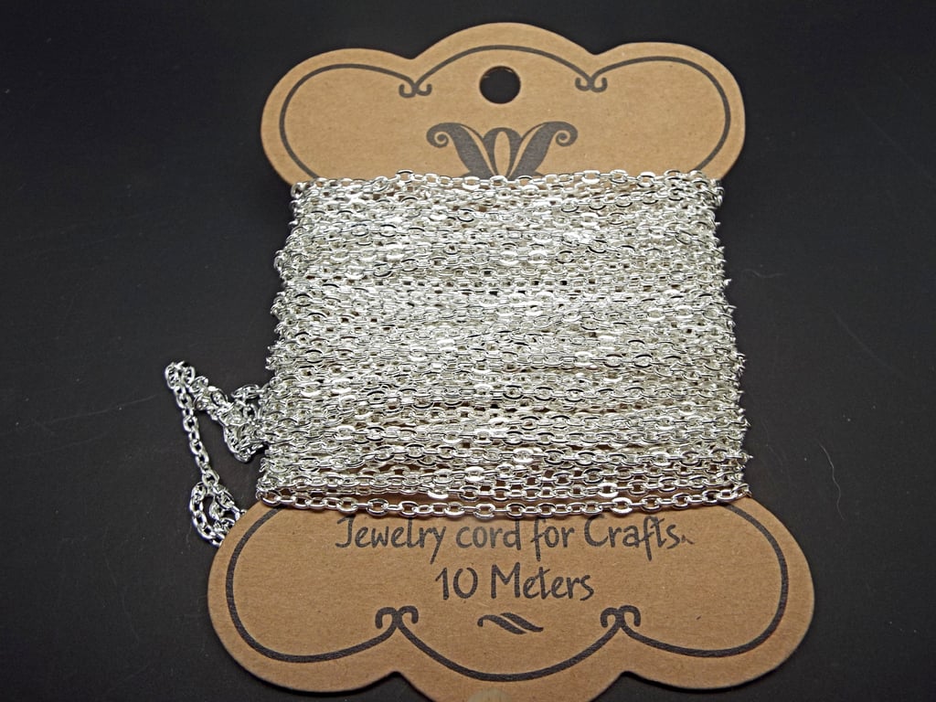 10M Pack Silver Iron Cable Chain, Jewellery Findings 3x2x0.5mm Link