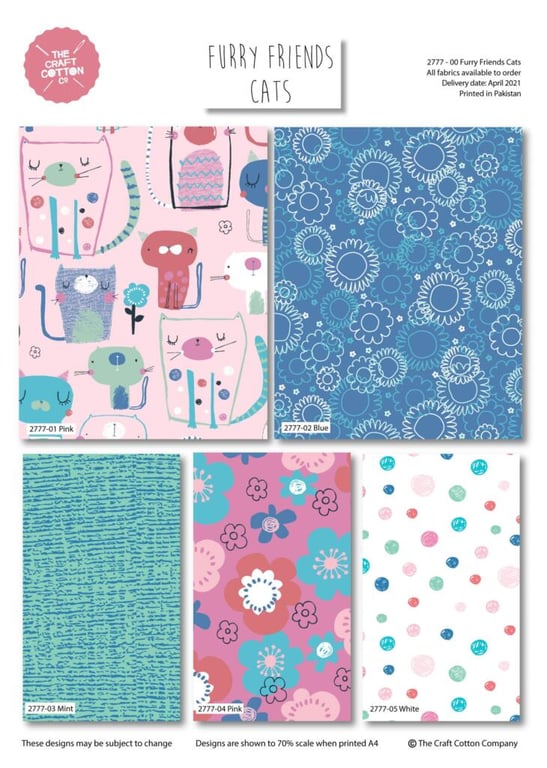 Furry Friends Cat fat quarter pack - Fabric Editions