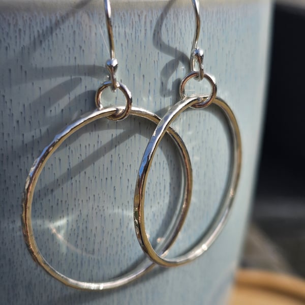 Sterling silver hoops with french hooks