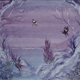 original art purple fantasy butterfly watercolour ( Ref F 834)
