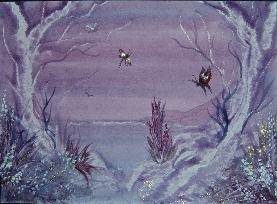 original art purple fantasy butterfly watercolour ( Ref F 834)