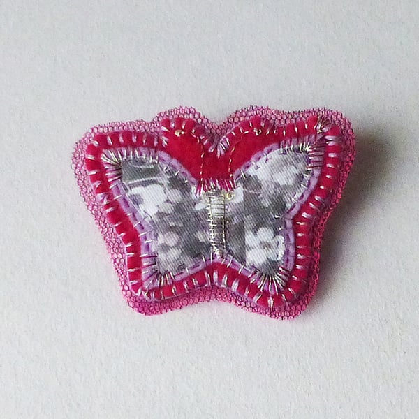 Butterfly brooch pin - fabric jewellery - Harriet