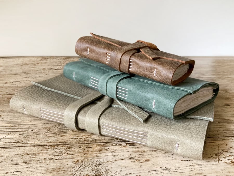 A6 Leather Cotton Rag Sketchbook, 6x4 Journal, Rustic Wrap Cover Art Book