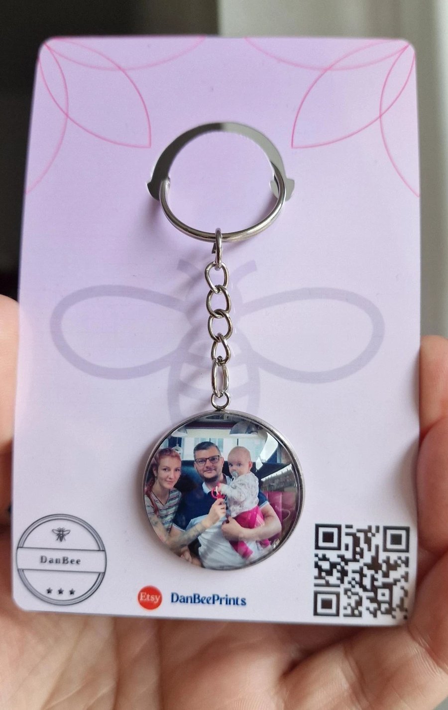 Personalized Photo Keyring 30 mm Custom Metal Keychain Gift