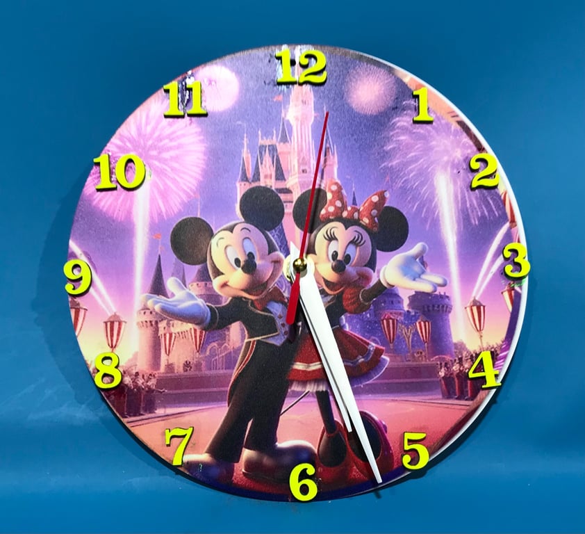 Handmade Disney inspired Mickey and Minnie Mouse Wall Clock