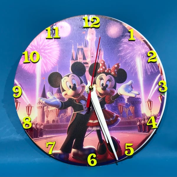 Handmade Disney inspired Mickey and Minnie Mouse Wall Clock