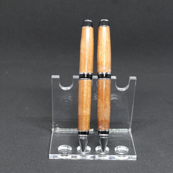 Handcrafted, Cigar pen and pencil set with African Sapele barrel