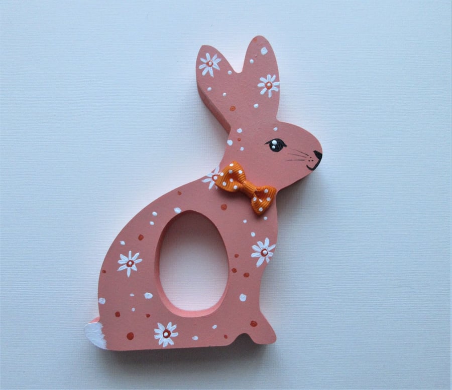 Easter Bunny Chocolate Egg Holder Wooden Hand Painted 