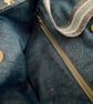 Handmade fully lined embroidered denim tote bag with pockets - Image 3