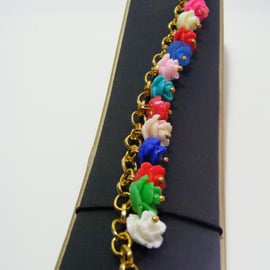 Seconds Sunday Multi Colour Small Rose Charm Bracelet