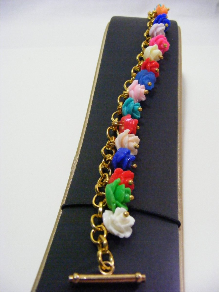 Seconds Sunday Multi Colour Small Rose Charm Bracelet