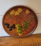 Wooden Display Plate Depicting Nature In Autumn