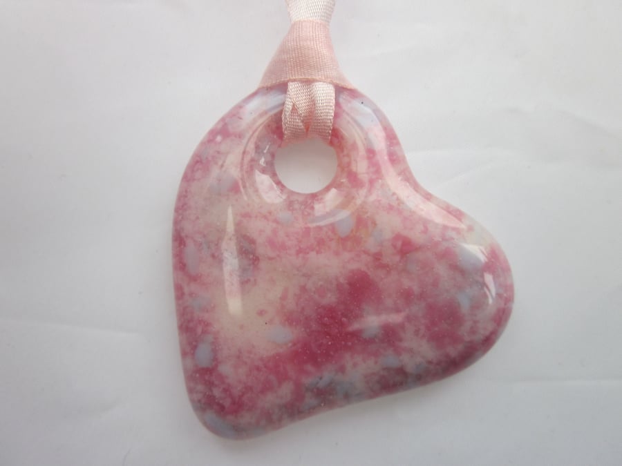 Handmade cast glass pendant - Heart of glass - Perfect pastel 